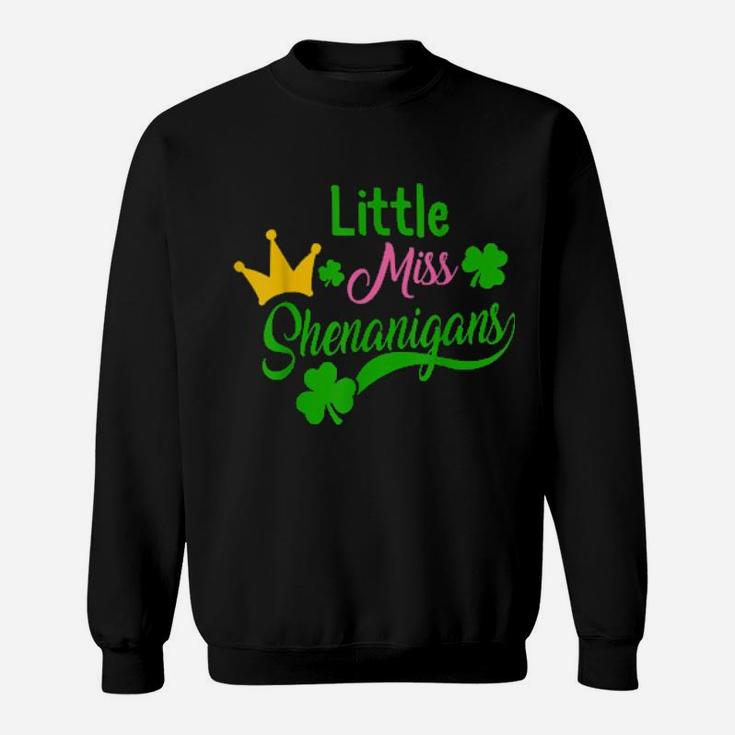 St Patricks Day Girls Little Miss Shenanigans Irish Shamrock Sweatshirt