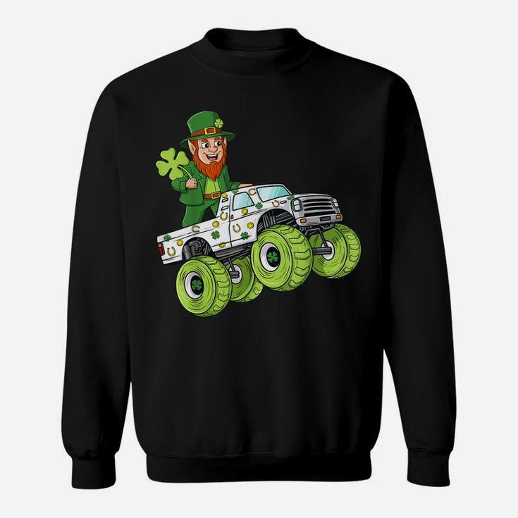 St Patricks Day Leprechaun Monster Truck Lucky Boys Kids Sweatshirt