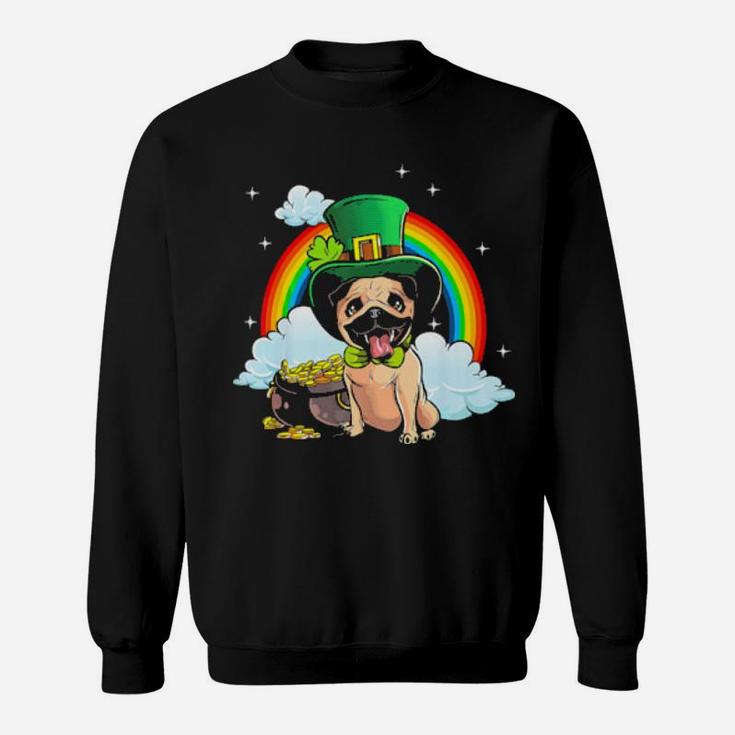 St Patricks Day Pug Dog   Irish Shamrock Sweatshirt