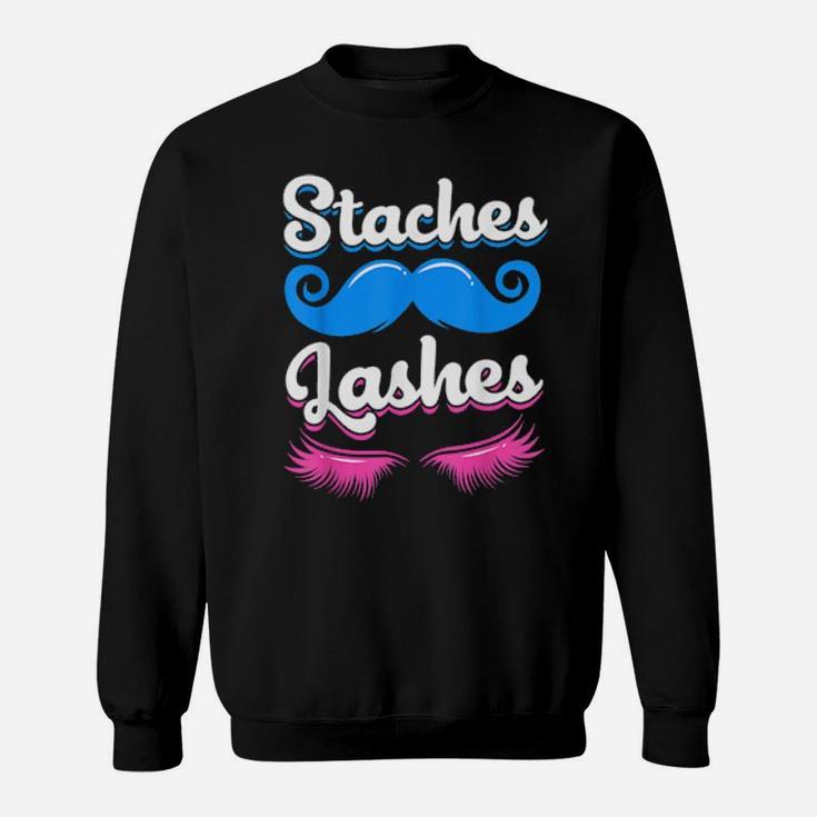 Staches Or Lashes Gender Reveal Sweatshirt