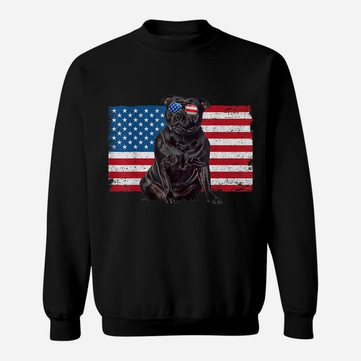 Staffordshire Bull Terrier Dog American Flag Staffie Mom Dad Sweatshirt