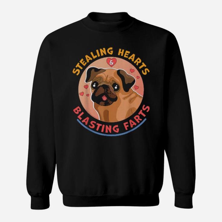 Stealing Hearts And Blasting Farts Dog Pug Valentines Day Sweatshirt
