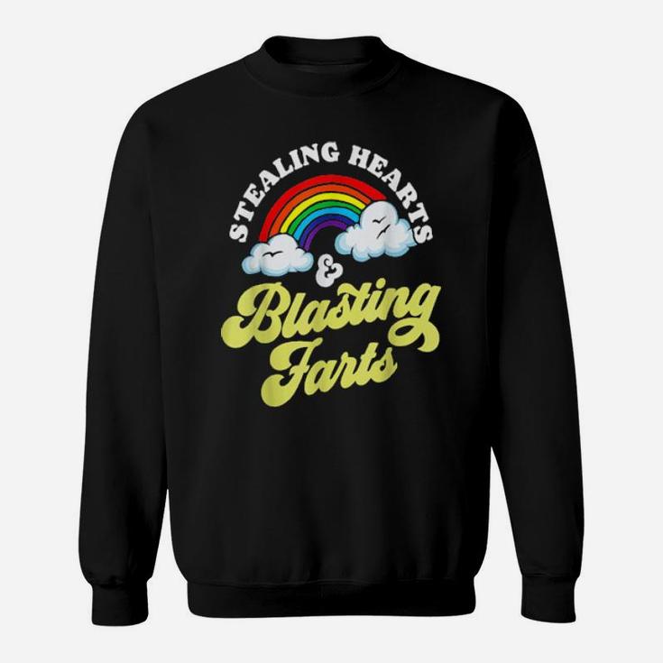 Stealing Hearts And Blasting Farts Rainbow Valentines Sweatshirt