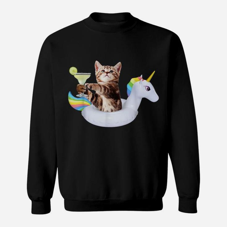 Summer Kitty With Margarita & Unicorn Float Funny Cat Shirt Sweatshirt