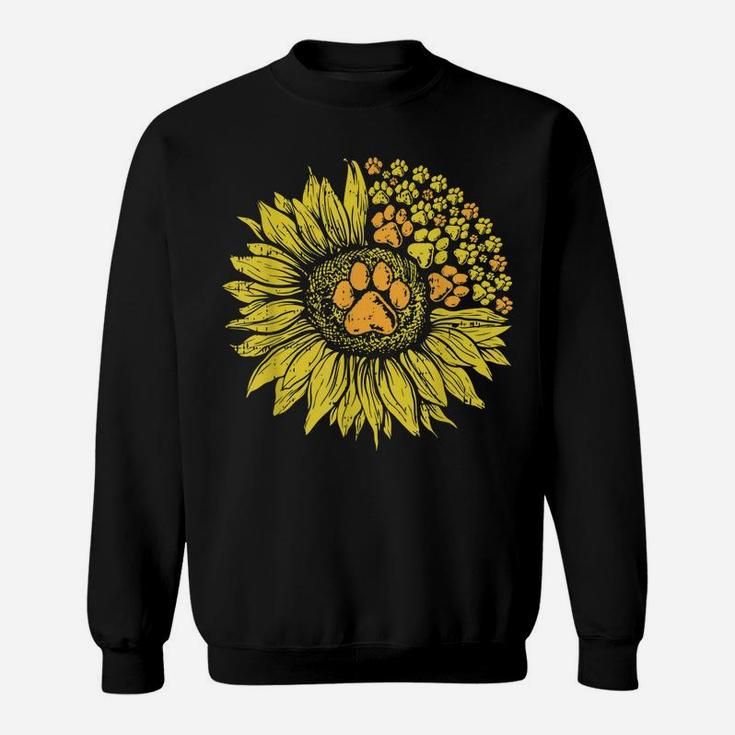 Sunflower Dog Paw Print Puppy Pet Cool Animal Lover Gift Sweatshirt
