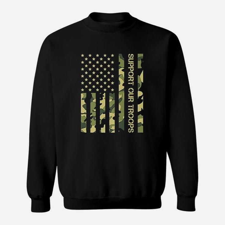 Support Our Troops Camo American Flag Sweatshirt