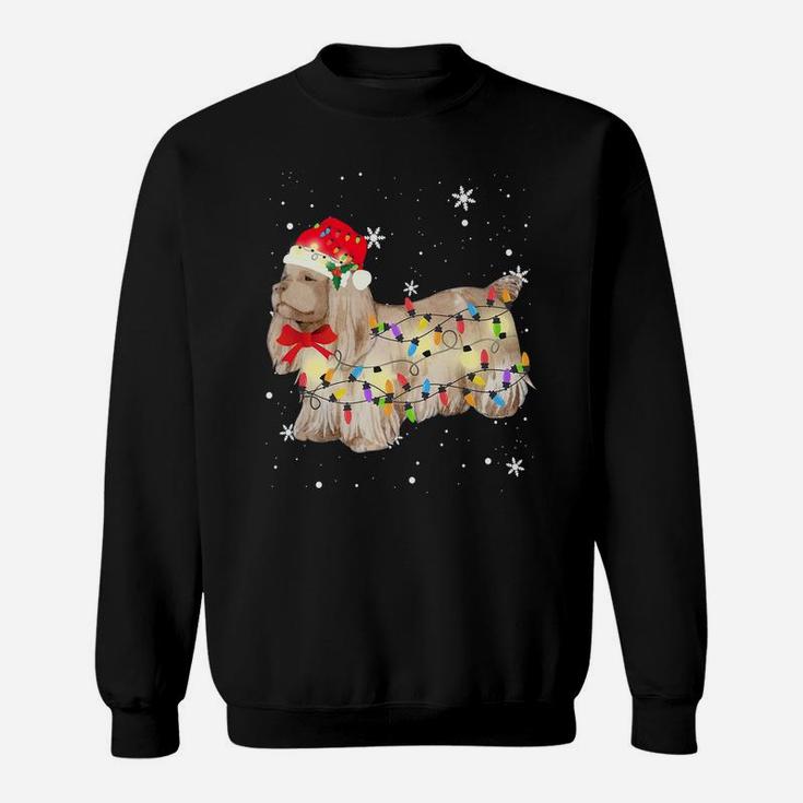 Sussex Spaniel Dog Christmas Light Xmas Mom Dad Gifts Sweatshirt