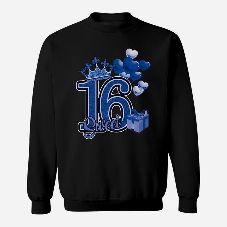 Sweet Sixteen Blue 16 Year Birthday Sweatshirt