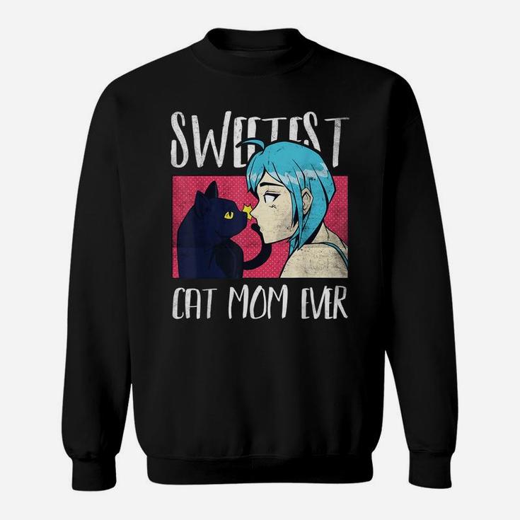 Sweetest Cat Mom Ever Cat And Anime Noses Kiss Sweatshirt