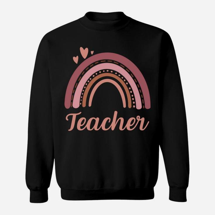 Teacher Vintage Boho Rainbow Teacher Love Hearts Sweatshirt Sweatshirt