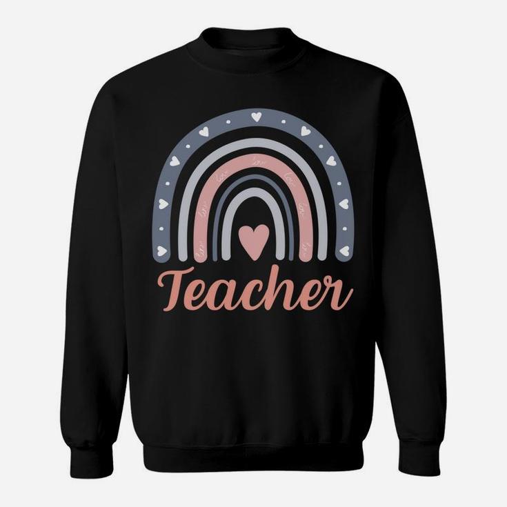 Teacher Vintage Boho Rainbow Teacher Love Sweatshirt Sweatshirt