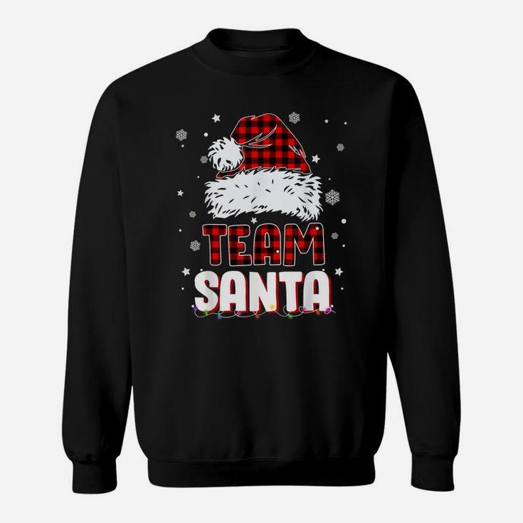 Team Santa Claus Hat Buffalo Plaid Christmas Matching Family Sweatshirt