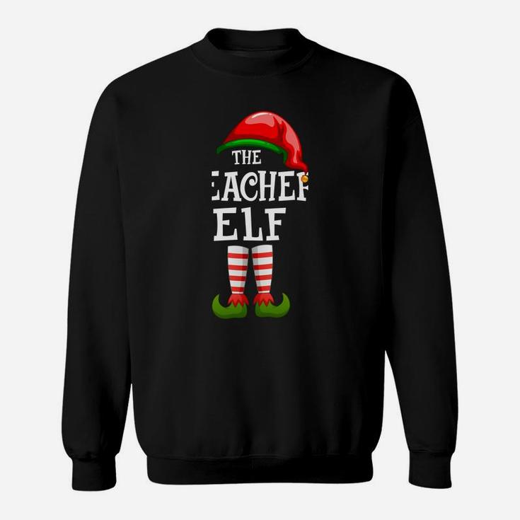 The Teacher Elf Family Matching Christmas Group Gifts Pajama Sweatshirt Sweatshirt