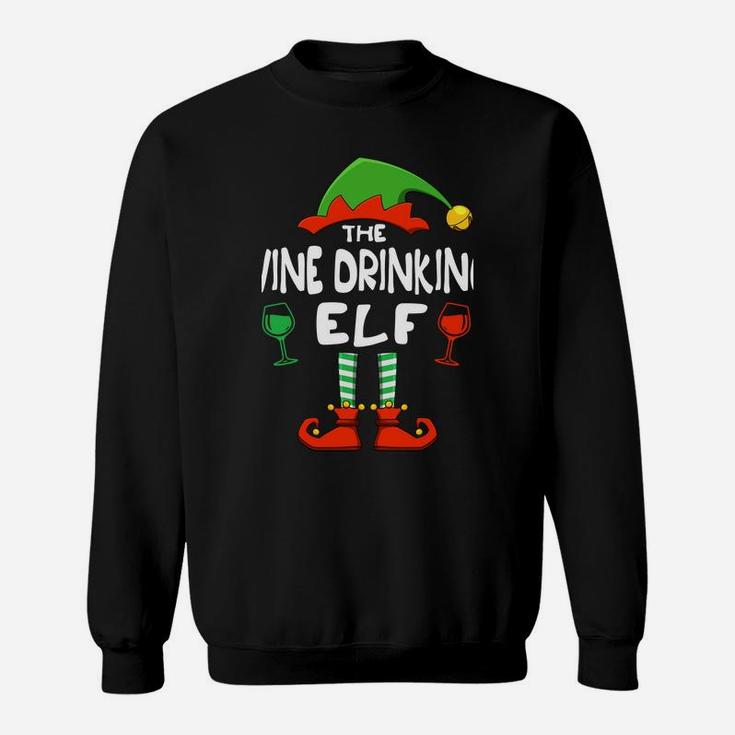 The Wine Drinking Elf Funny Matching Family Christmas Sweatshirt Sweatshirt