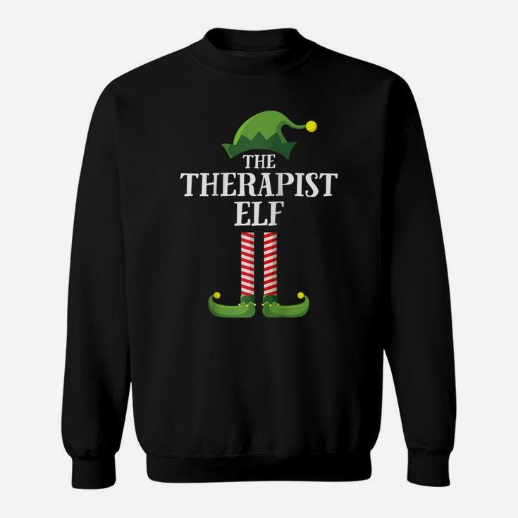 Therapist Elf Matching Family Group Christmas Party Pajama Raglan Baseball Tee Sweatshirt