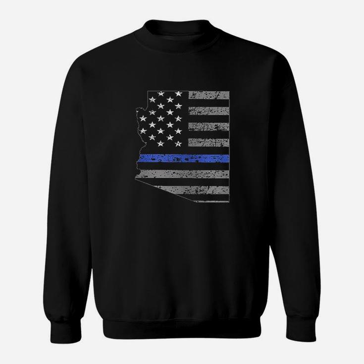 Thin Blue Line Us States With Usa Flag Police Week Sweatshirt