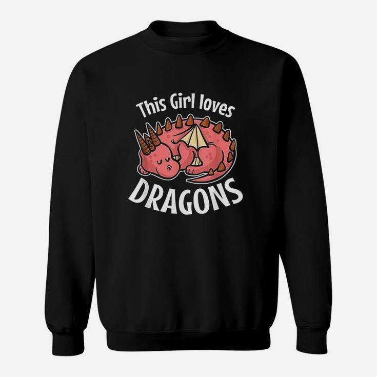 This Girl Loves Dragons Girls Dragon  Pajamas Gift Sweatshirt
