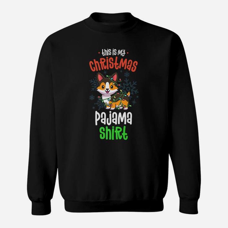 This Is My Christmas Pajama Shirt Tricolor Corgi Pjs Xmas Sweatshirt