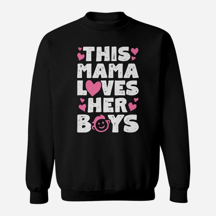This Mama Loves Her Boys T Shirt Mother Mom Mommy Women Gift Sweatshirt