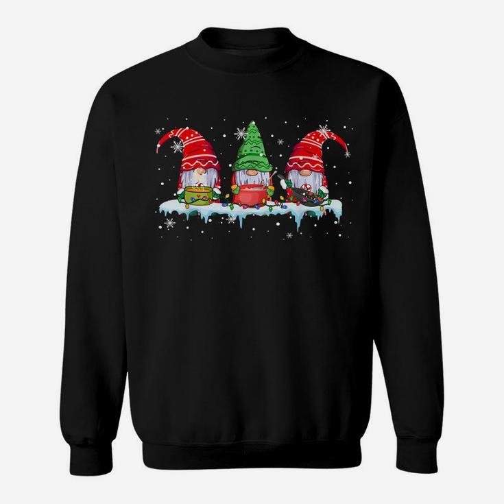 Three Cooking Gnomes Funny Christmas Lights Gnome Cooking Sweatshirt