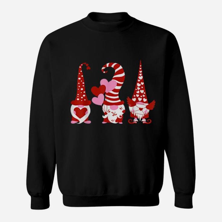 Three Gnomes Holding Hearts Valentines Sweatshirt