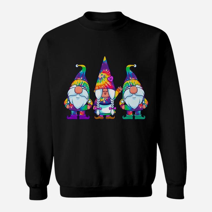 Three Hippie Gnomes Tie Dye Retro Vintage Hat Peace Gnome Sweatshirt Sweatshirt