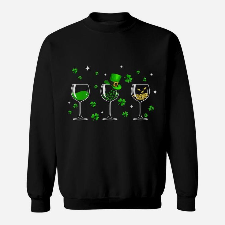 Three Wine Glasses Clover Shamrock St Patrick Day Irish Gift Sweatshirt