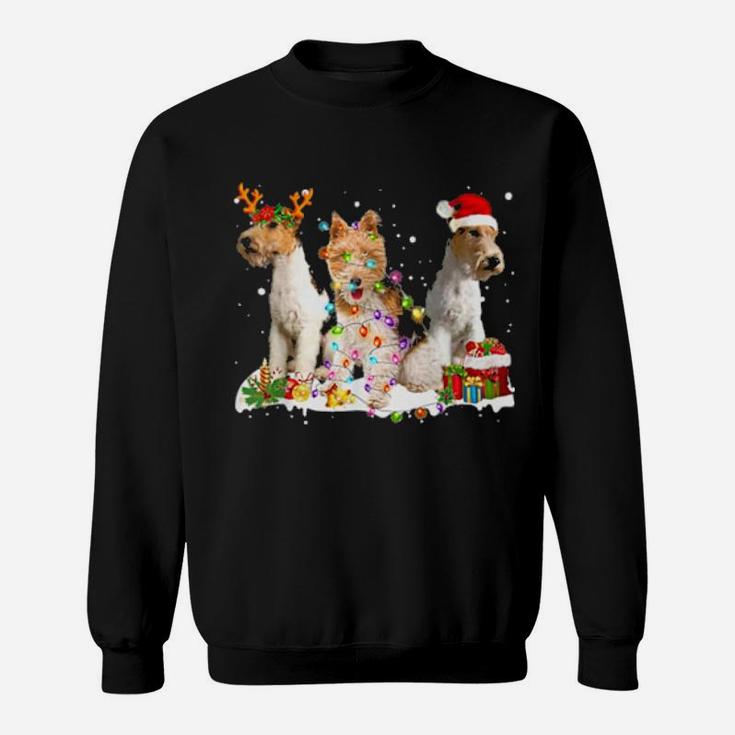 Three Wired Haired Fox Terriers Xmas Sweatshirt