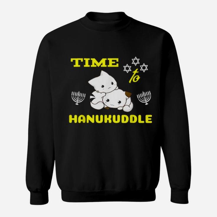 Time To Hanukuddle Hanukkah Cats Cuddling Cat Sweatshirt