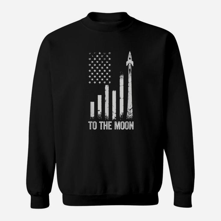 To The Moon Stock Market Distressed Us Flag Wsb Trading Sweatshirt
