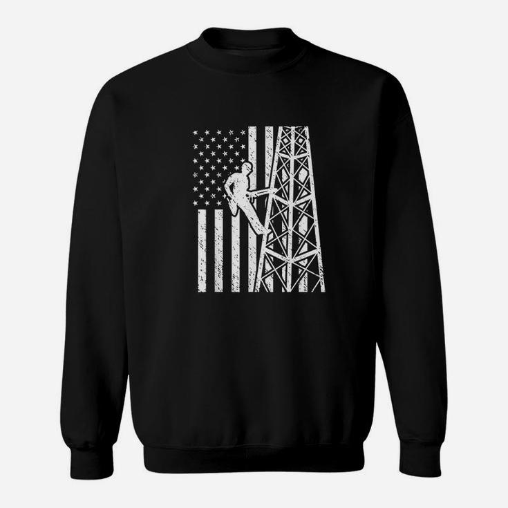 Tower Climber American Flag Cell Tower Towers Worker Sweatshirt