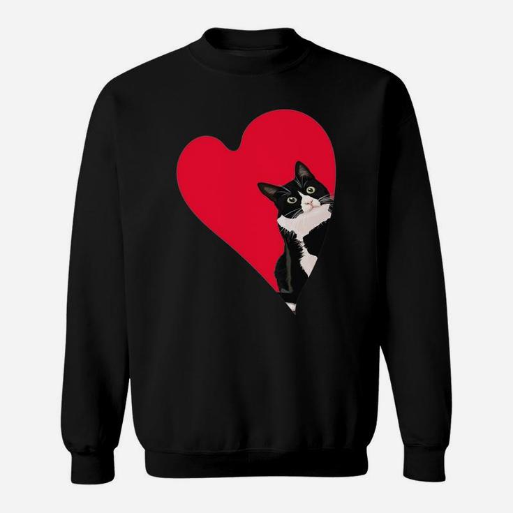 Tuxedo Cat Valentine Heart For Kitten And Animal Lovers Sweatshirt