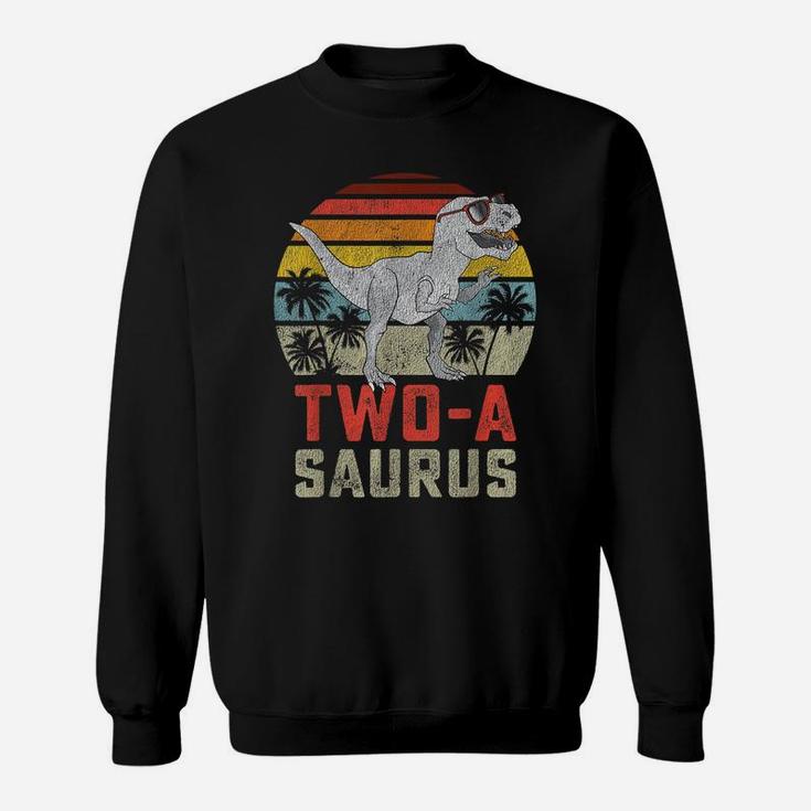 Two A Saurus Birthday T Rex Dino 2Nd Dinosaur Matching Sweatshirt