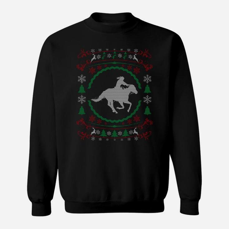 Ugly Christmas Style Cowgirl Riding Xmas Sweatshirt Sweatshirt