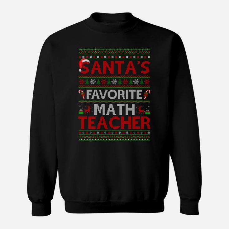 Ugly Xmas Lighting Santa's Favorite Math Teacher Christmas Sweatshirt