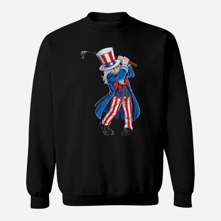 Uncle Sam 4Th Of July Golf Golfing Boys American Flag Sweatshirt