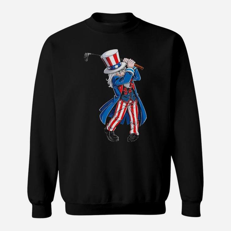 Uncle Sam 4Th Of July Golf Golfing Boys American Flag Sweatshirt