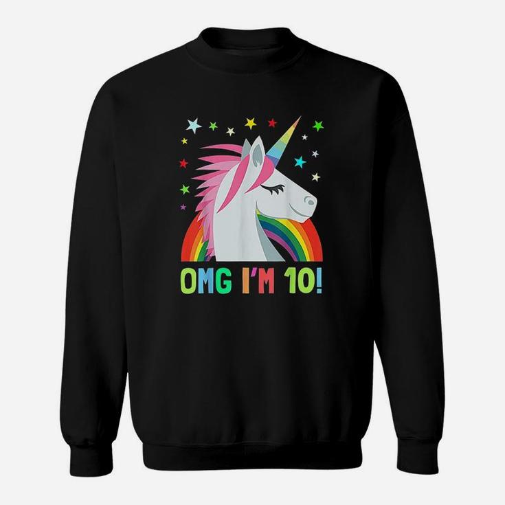 Unicorn Birthday For 10 Year Old Girls Boys Omg Gift Sweatshirt
