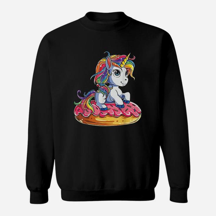 Unicorn Donut Girls Kids Rainbow Doughnicorn Squad Sweatshirt
