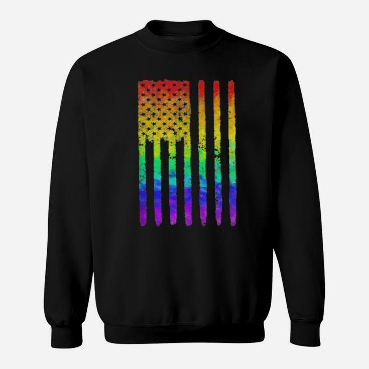 Unique Distressed Rainbow American Flag Gay Pride Patriot Us Sweatshirt