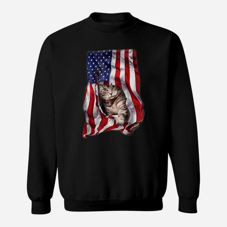 Usa American Flag Cat Kitty Kitten Shirt Funny 4Th July Gift Sweatshirt
