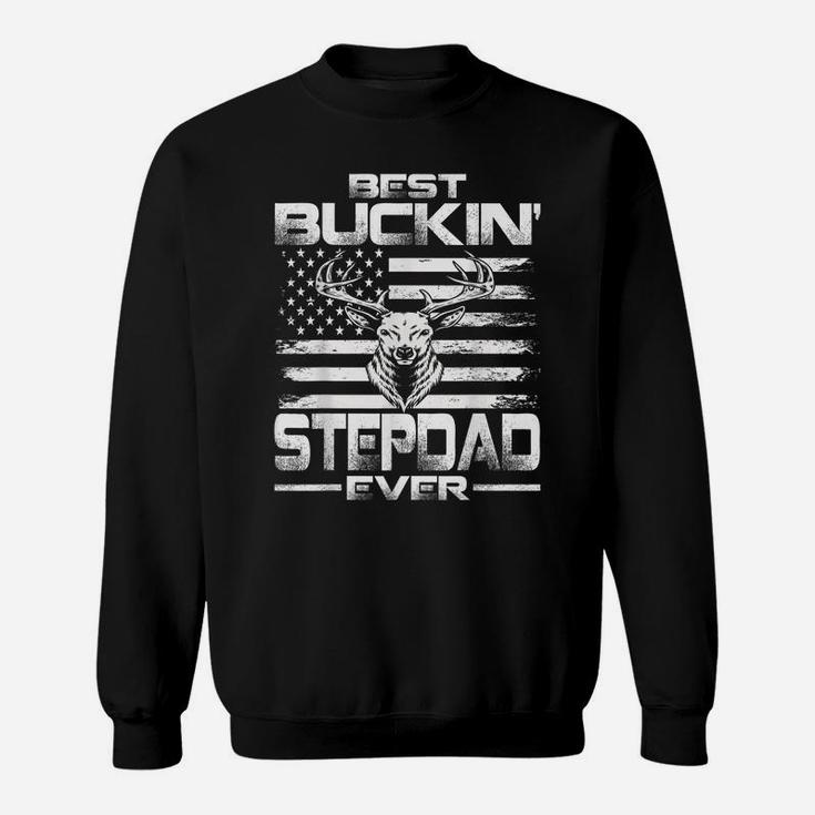 Usa Flag Best Buckin' Stepdad Ever Deer Hunting Sweatshirt