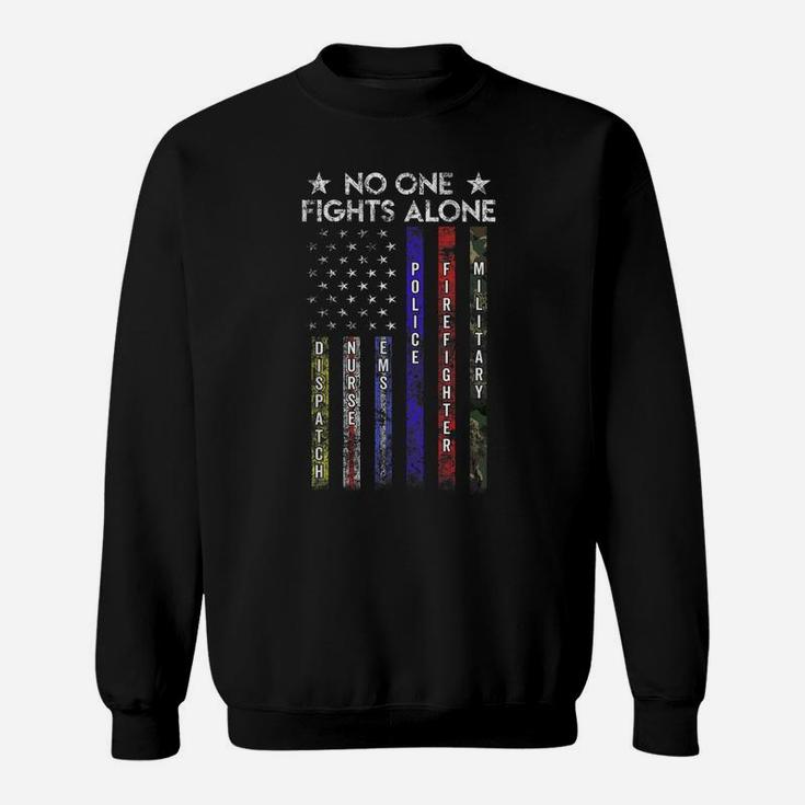 Usa Flag Thin Line Military Police Nurse No-One Fight Alone Sweatshirt