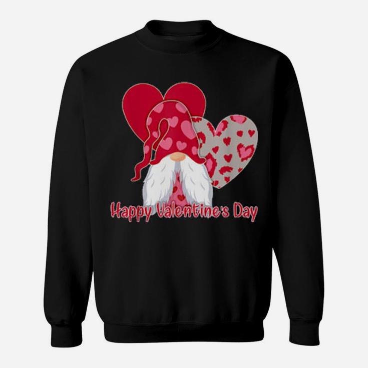Valentine Gnome Leopard Heart Valentine's Day Gnome Love Sweatshirt
