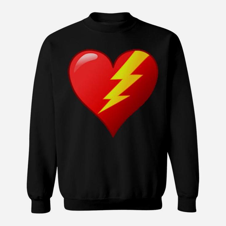 Valentine Lightning Heart Lightning Bolt In Red Heart Sweatshirt