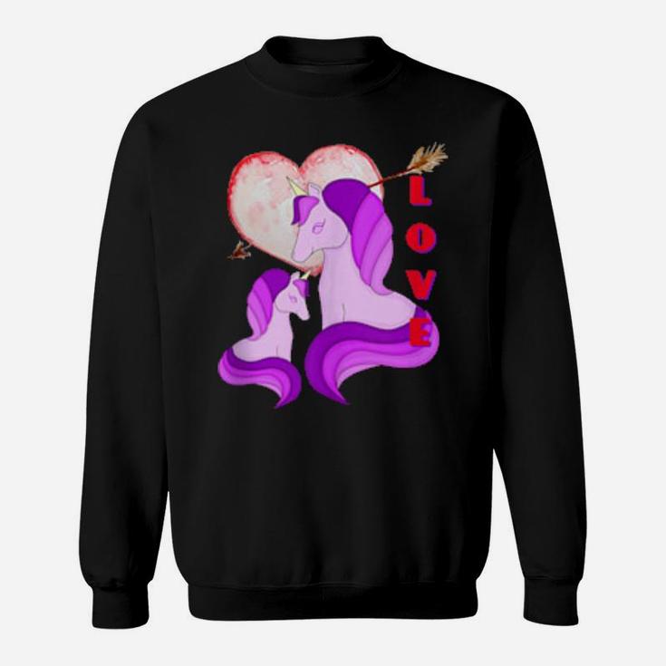 Valentine Unicorn Rainbow Heart Cute Valentine's Day Sweatshirt