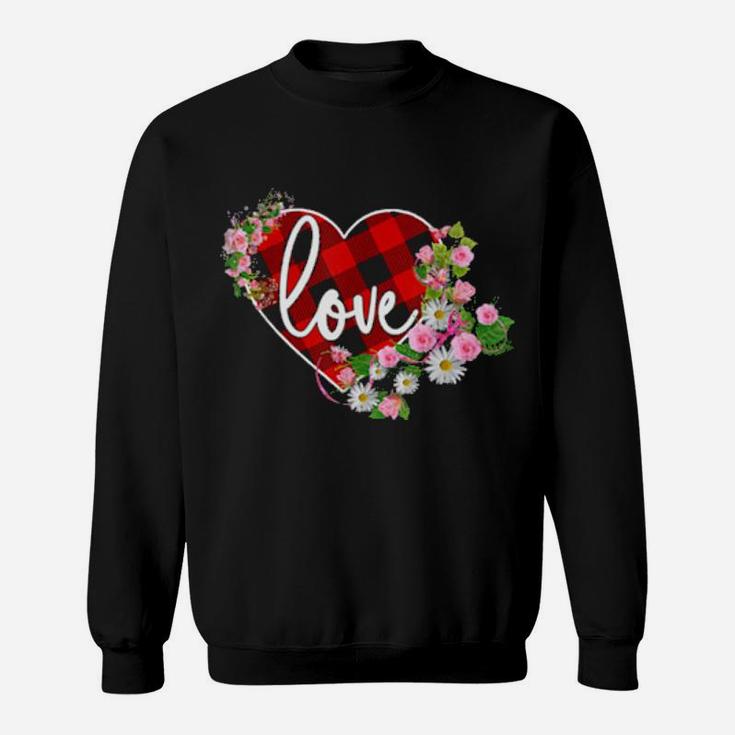 Valentines Day Buffalo Plaid Heart Love Sweatshirt