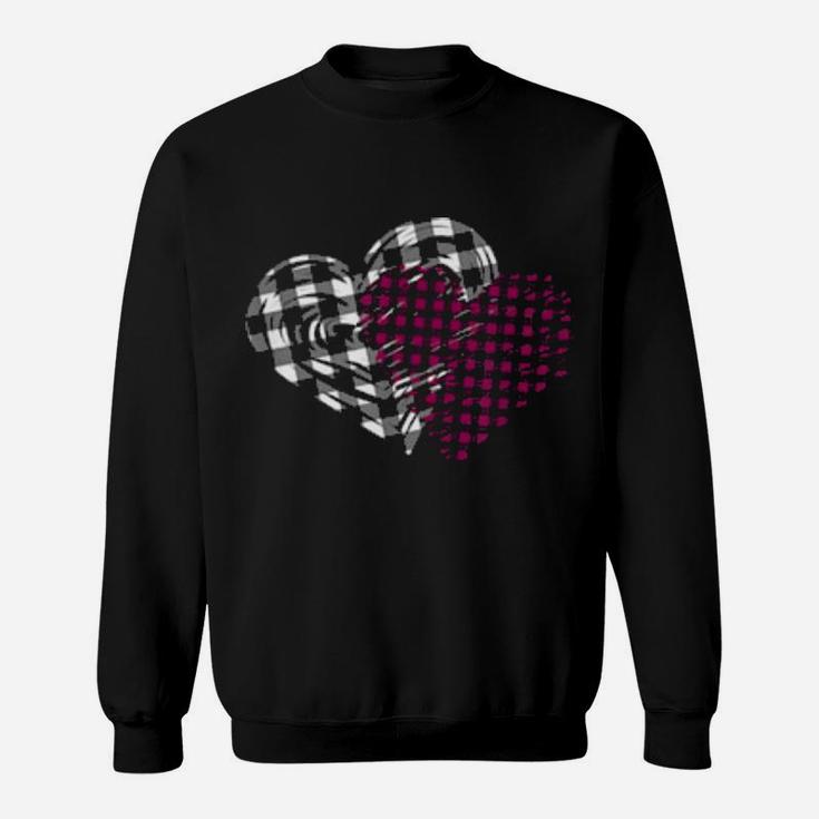 Valentines Day Buffalo Plaid Love Hearts Sweatshirt