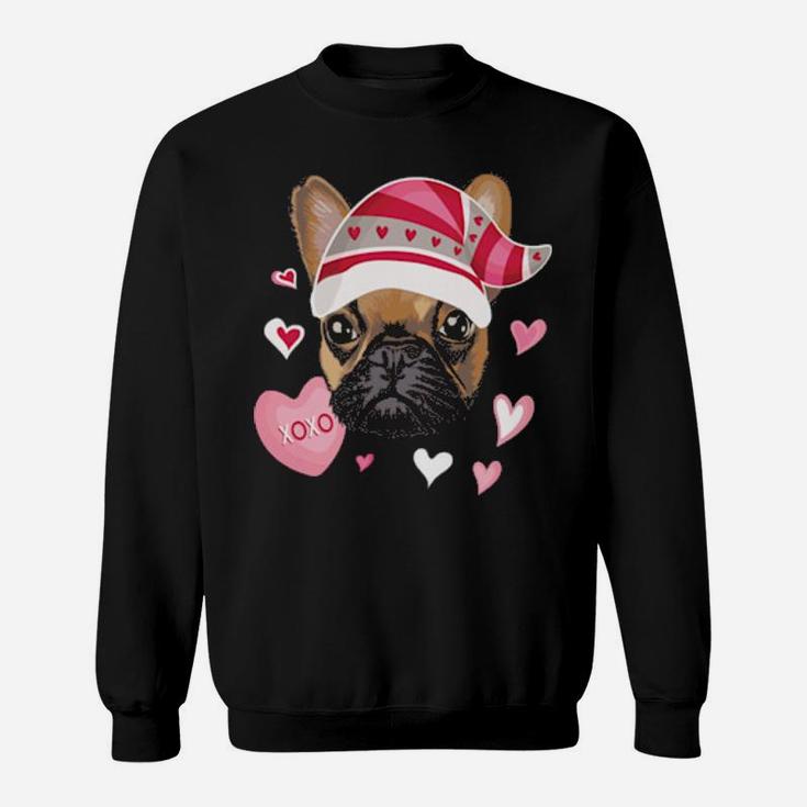 Valentine's Day French Bulldog Gnome Hearts Frenchie Sweatshirt