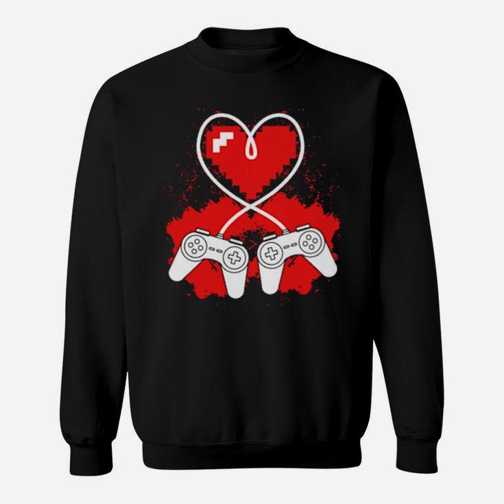 Valentine's Day Video Game Controller Heart Gamer Boys Sweatshirt